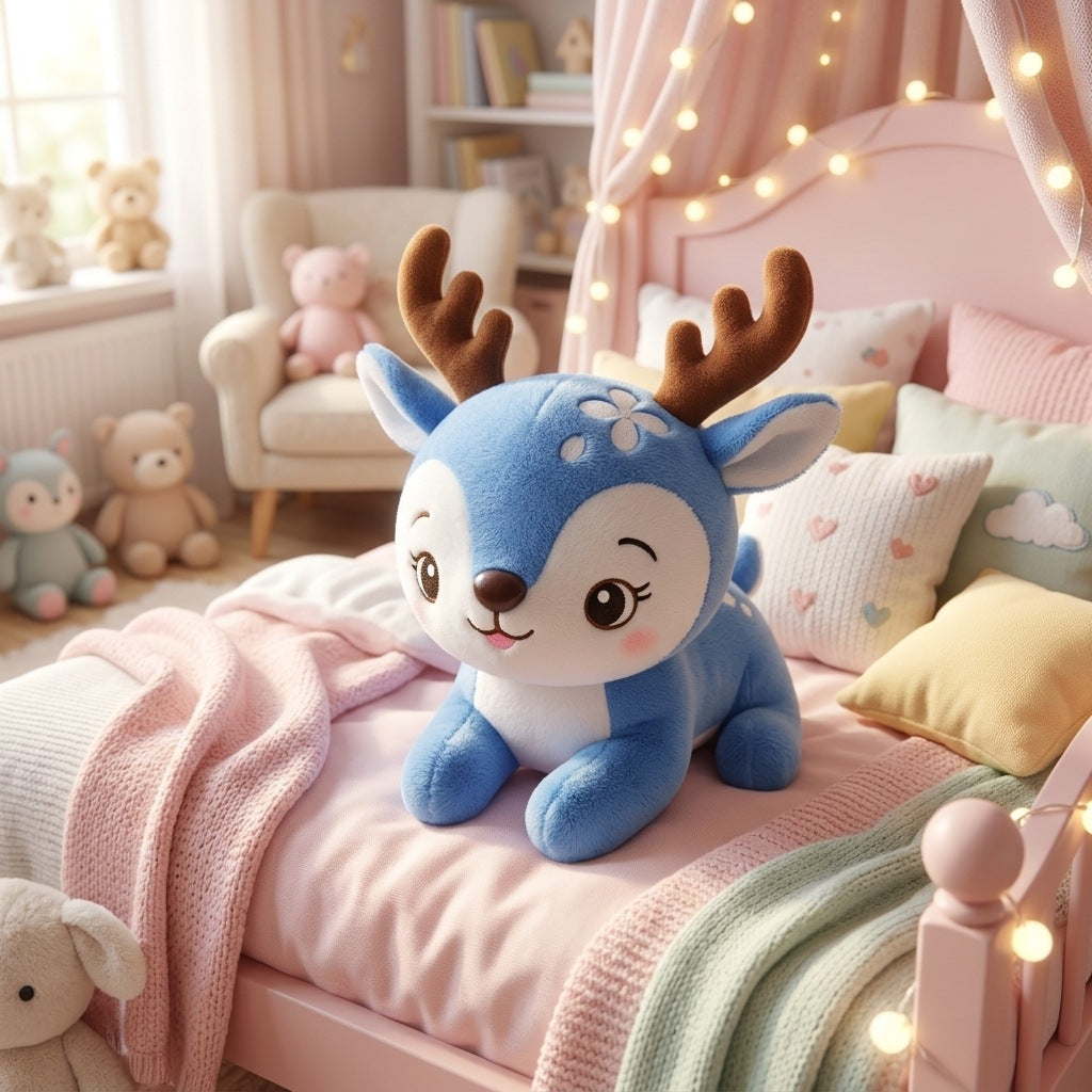 Peluche Cerf Bleu 20cm – Masolu