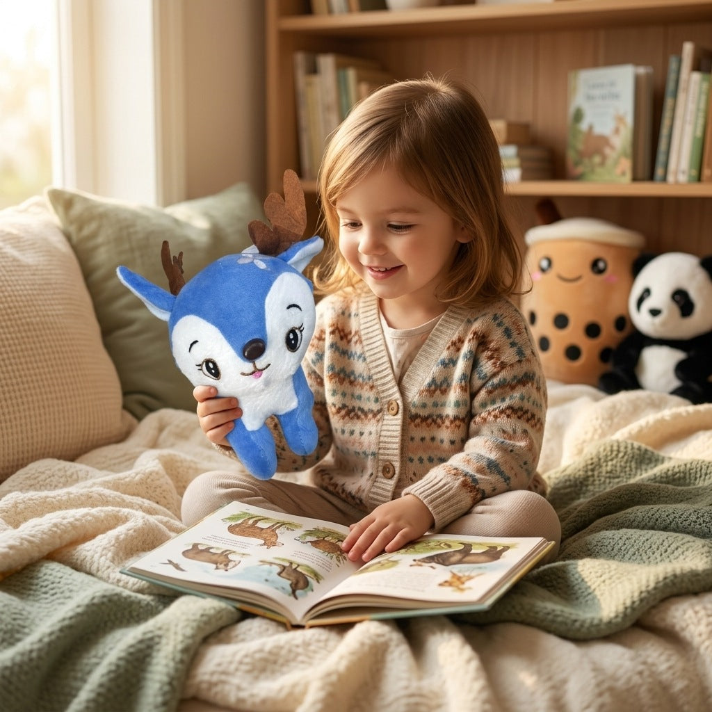 Peluche Cerf Bleu 20cm – Masolu