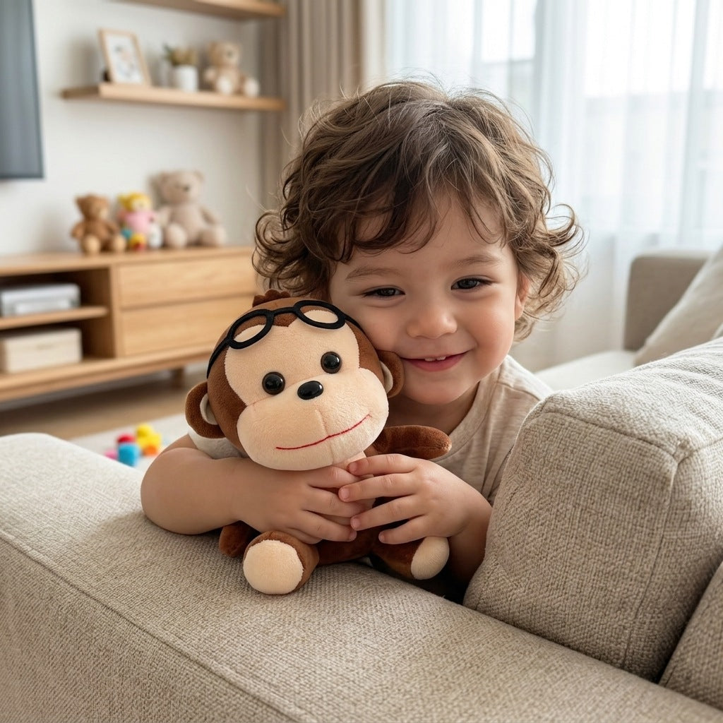 Peluche Singe à Lunettes 20cm – Masolu